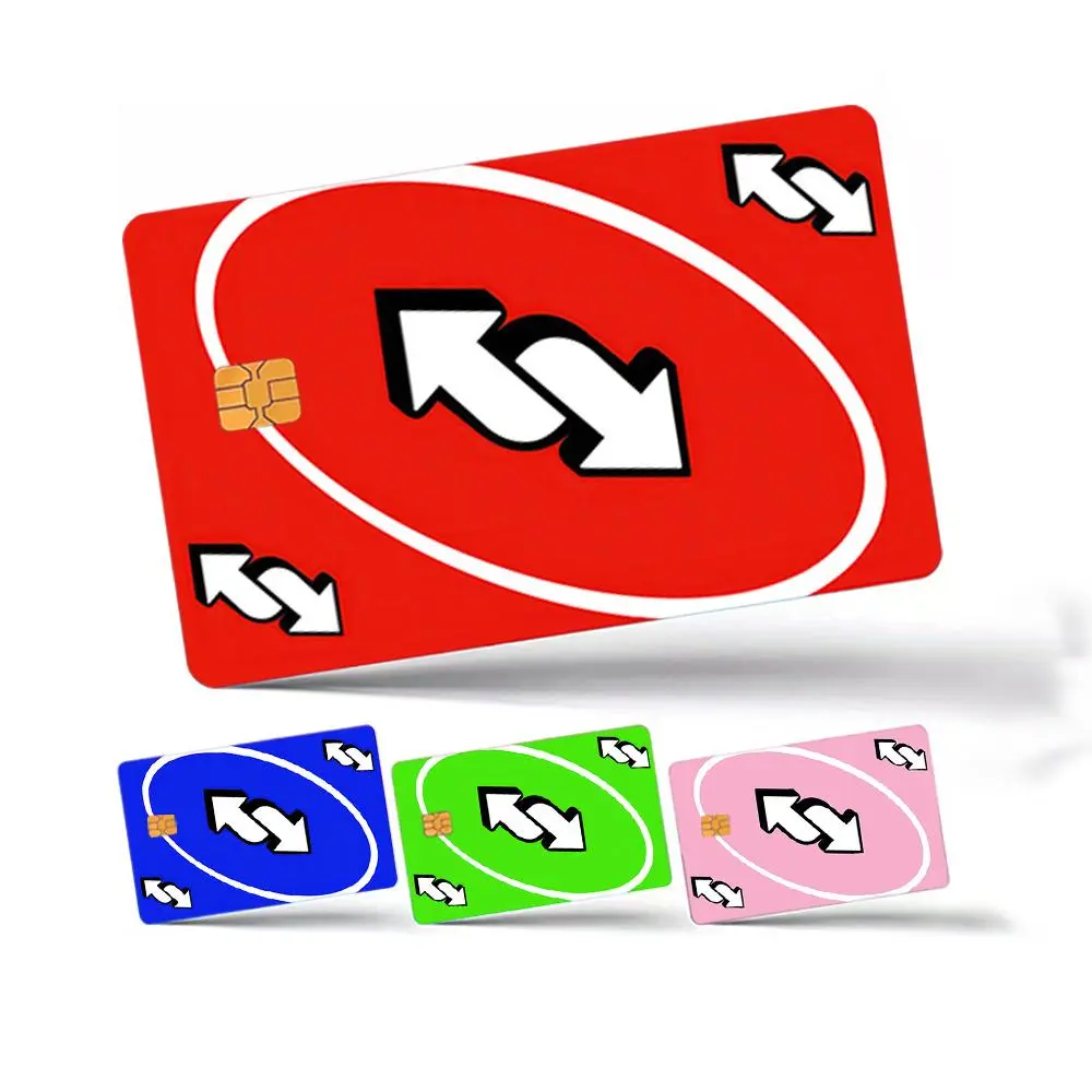 UNO Card Game Credit Card Skin Sticker, 4 Counts/set Thin Waterproof Scratch Resistant Credit Card Skin Sticker, Personalized Bank Card Sticker Sticker Packs Waterproof Stickers
