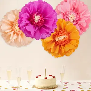 Pack of 4 20 " (about 50.8 cm) peach pink orange party ornament giant paper flower tissue flower paper ornament spring party ornament flower birthday party ornament Decor Decoration