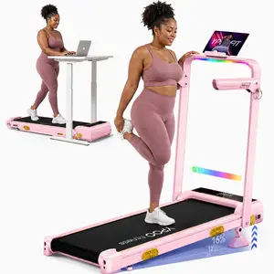 2Pink Treadmill for Home Workout – Cute Aesthetic Folding Treadmill with Handle Bar, Perfect for Apartment Cardio & Daily Fitness，Portable 3-in-1 Vibration Walking Pad