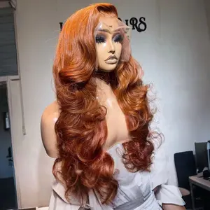 Ginger Orange Honey Blonde Color Body Wave Full Soft 13X4 HD Lace Frontal Wig For Women Prepucked Bleached Knots Glueless Wigs