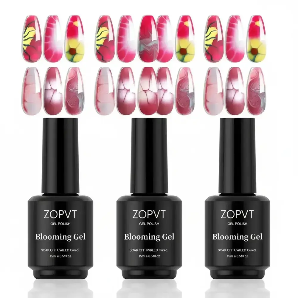 Blooming Gel Nail Polish Set, Gel Manicure, 2/3pcs Watercolor Floral Prints Design Pastel Gel Polish, Professional Nail Art Accessories for Women & Girls, Nail Art Products