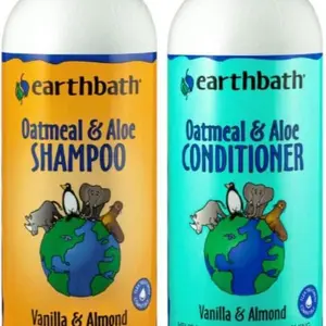 Oatmeal & Aloe Dog Shampoo and Conditioner - Oatmeal Shampoo for Dogs, Itchy, Dry Skin Relief, Dog Wash, Made in USA, Dog Conditioner, Pet Shampoos - Vanilla & Almond, 16 Oz (1 Set)