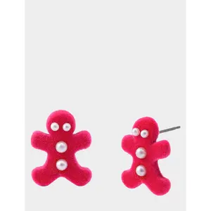 Betsey Johnson GINGERBREAD STUD EARRINGS PINK