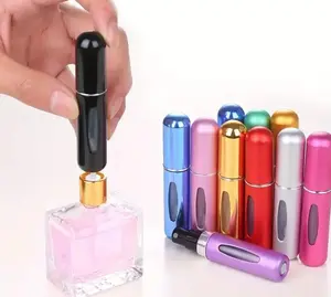 5 Pcs Leak-Proof Perfume Atomizer Set, Refillable Aluminum Travel Spray Bottles for Fragrance, Portable Cosmetic Containers Lightweight Makeup