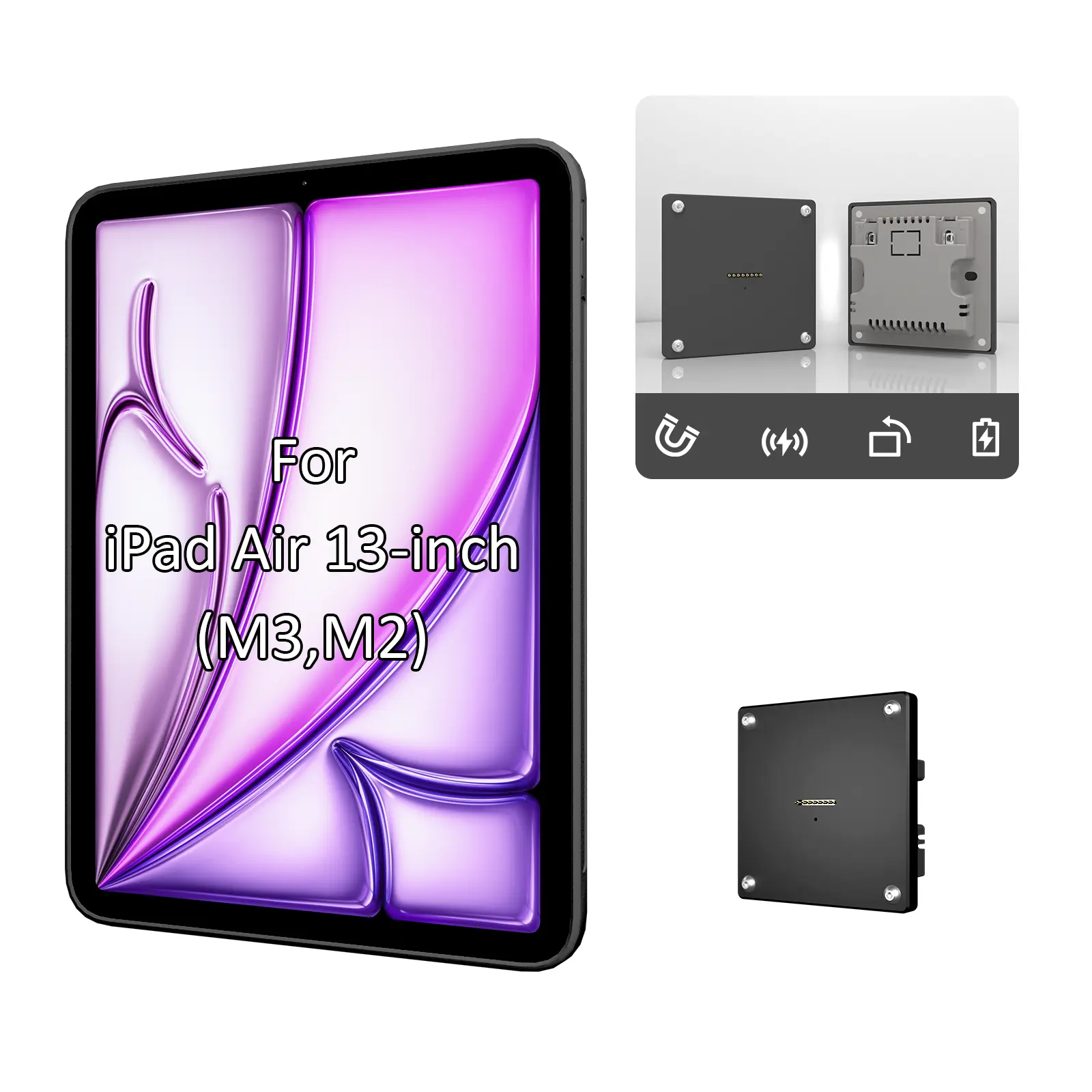 Wall Mount Charging Kit for Apple iPad Air 13-in – Magnetic Tablet Wall Mount with 15W Fast Charging, TPU Protective Case, Smart Home Hub Integration