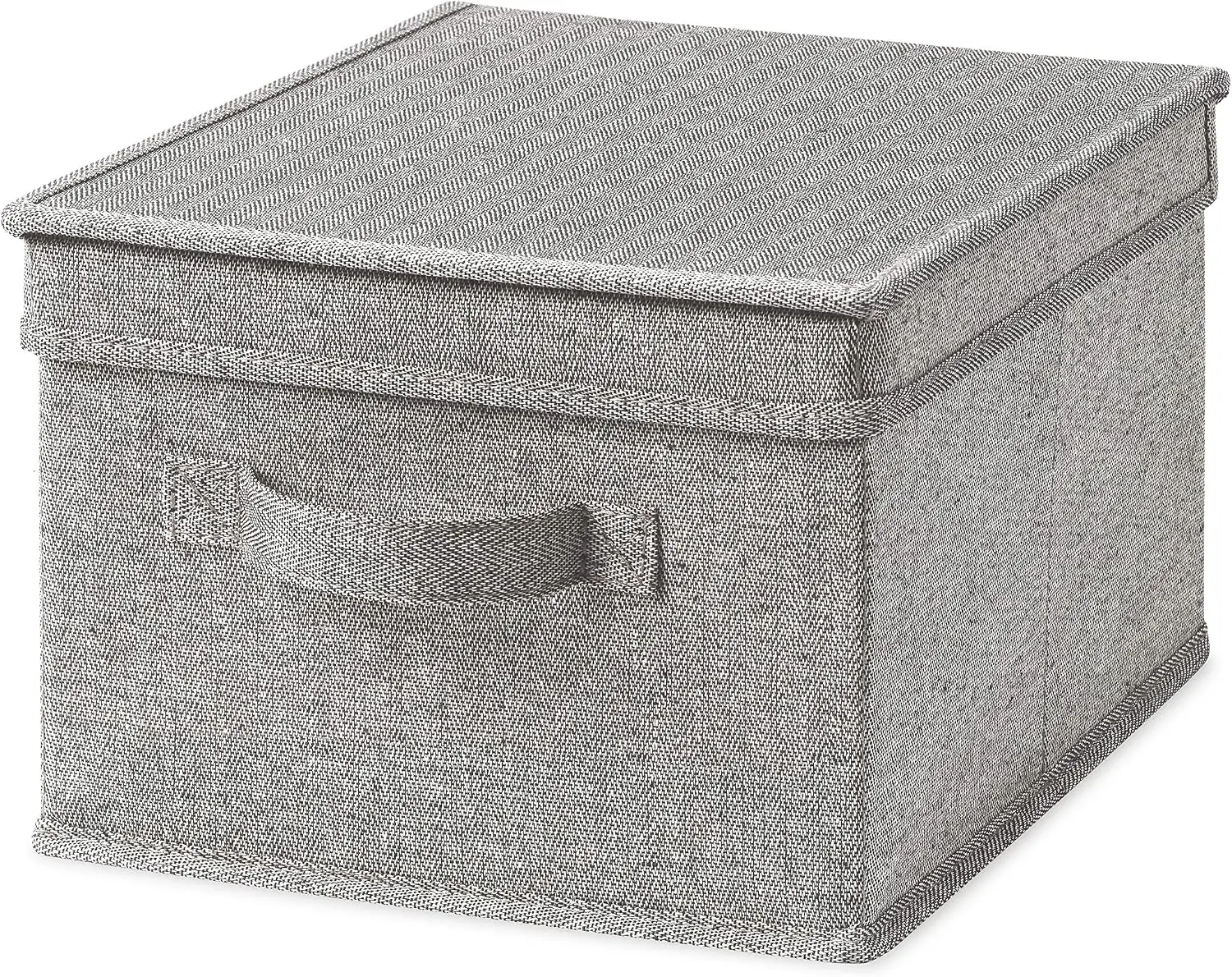 Whitmor Compact Rectangle Storage Box with Lid - Easy-to-Use Home Supplies Closet Organizer for Shelf Storage Needs