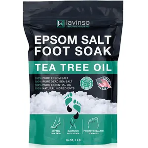 Tea Tree Oil Foot Soak with Epsom Salt - Made in USA - for Toenail Health, Athletes Foot, Stubborn Foot Odor, Softens Calluses & Soothes Sore Tired Feet - 1 LB