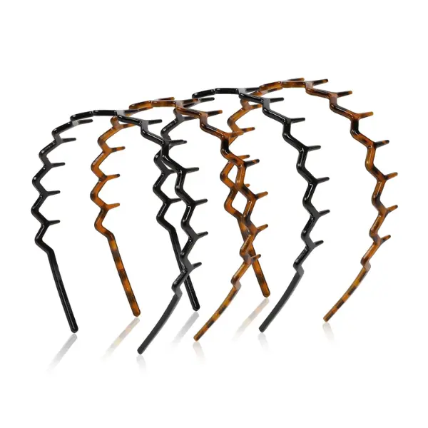 Zig Zag Headbands for Women Teen Girls Men Plastic Hair Bands with Teeth Thin Zigzag Head Bands for Women's Hair Non Slip Black Comb Hairbands Accessories 4 Pack Colorful Zig Zag Headbands Set