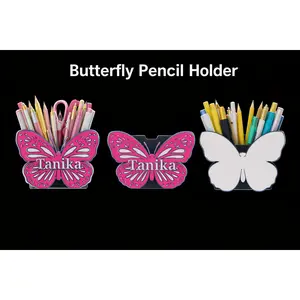 Personalized Butterfly Pencil Holder – Custom Name 3D Printed Desk Organizer for Girls | Cute Pink Back to School Gift