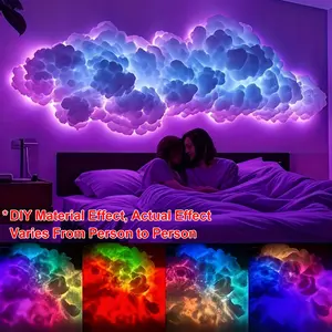 LED78.12in, USB Light String, 3D Thunder Cloud Light with Music Synchronization, USB Powered Mood Light, DIY Cloud Set, Colorful LED Makeup Mirror, Suitable for Game Rooms, Holiday Parties, Decorative Gifts, Mood Decorative Lights