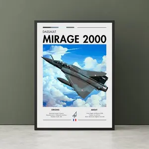 Dassault Mirage 2000 Poster, Fighter Jet Wall Art, Aviation Decor Print, Modern Military Aircraft Poster