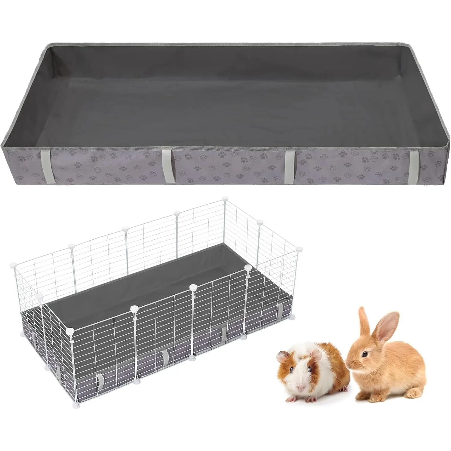 Guinea Pig Cage Liner,Washable Tarp Bottom Base,Cage Liners for Small ,Hamster Chinchilla Hedgehog Ferret . (Dark Grey-Paw, 12" X 24")
