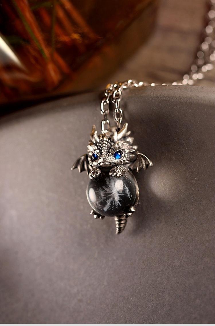 Cute Dragon During Retro Exquisite Couple Sterling Silver Necklace During Party Fashion July, Daily Clothing Decoration