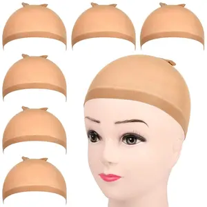 6 Pcs Stocking Wig Caps, Light Brown Stocking Caps For Wigs, Stretchy Nylon Wig Caps for Women, Girls, Kids