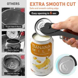 Ikkle All-Purpose Portable Can Opener Ideal for 7.5 to 25 oz. cans of beer, soda, and wine Beer bottle opener Kitchen essential Smooth aluminum surface Effortlessly opens cans without leaving debris Safe and portable Reliable non-slip design Utensils