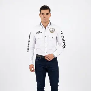 Men's Classic Long Sleeve Shirt with Western Aesthetic - Casual and Comfortable Menswear Top for Everyday Wear