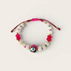 Amalfi Eye Bracelet with Colorful Beads and Adjustable String for Stylish Accessory
