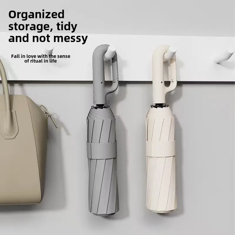Foldable Portable Automatic Folding Umbrella with Hanging Handle, UV Protection Waterproof Travel Umbrella, Large Canopy Area, Outdoor Use, Lightweight Foldable Umbrella, Fully Automatic Umbrella, Outdoor Umbrellas
