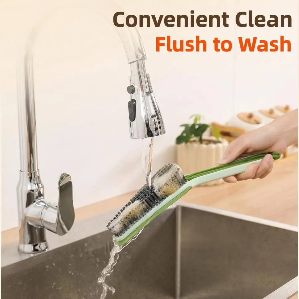 2PCS 3-in-1 Detachable Crevice Scrubber - Long Main Brush, Mini-Brush for Sinks, Faucets, Tile Grout, Window Sills, Kitchen & Bathroom Dead Corners, Modern Aesthetic Detail Cleaning Tool with After-Sales Guarantee