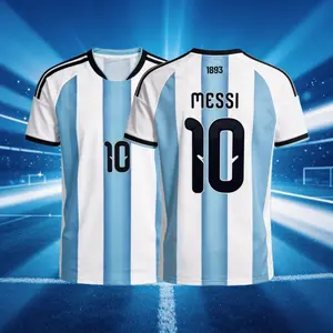 10# Messi 2026 Argentina Home Short Sleeve Soccer Jersey Blue and White Casual