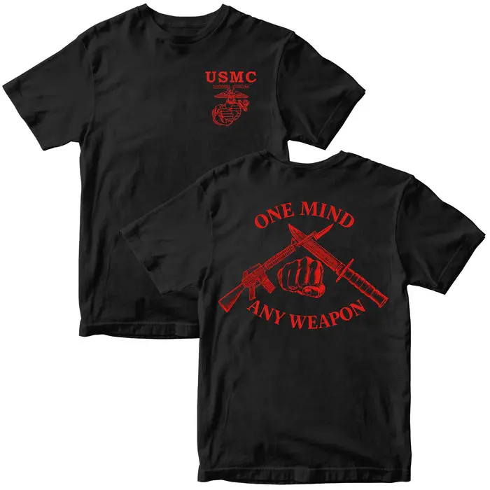 Men's Marine Corps Graphic T-Shirt - Short-Sleeve, Round Neck, Relaxed Fit, Poly-Cotton Blend, Double-Sided Tactical Design, Warrior Mindset Print, Soft Streetwear Top for Veterans, Daily Wear Menswear, Shortsleeve