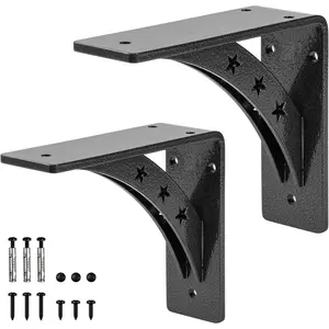 7 inch x 6 inch Heavy Duty Shelf Brackets,max Load 900 LBS, Alloy Metal Mantel Brackets , (Set of 2) Fireplace Mantel Brackets - Countertop Support Brackets (Black-Metallic )