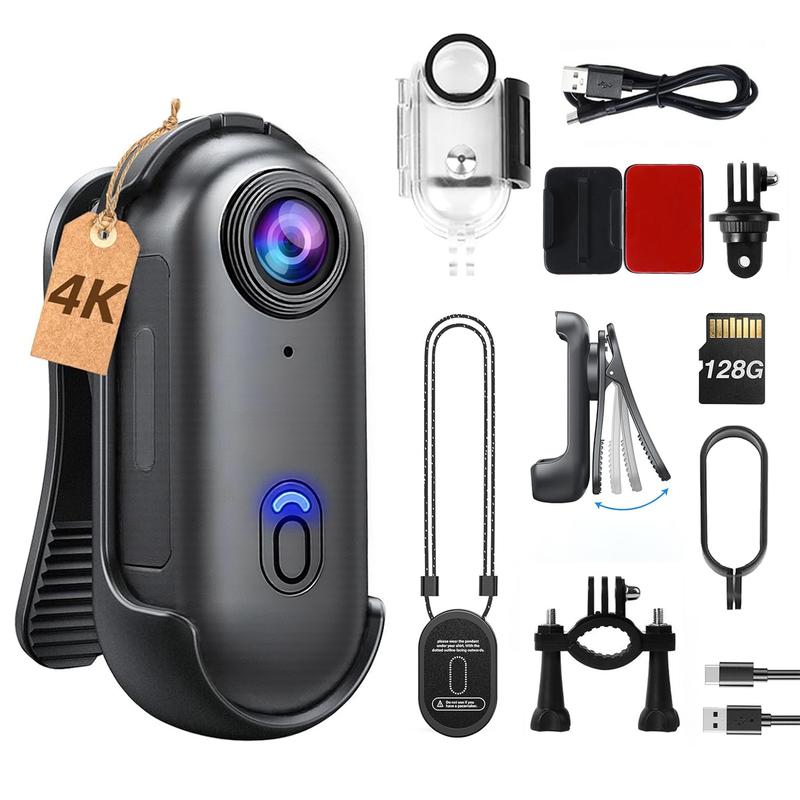 NUISK 128GB FHD 4K Mini Body Camera Wearable Action Cam with Thumb Size ...
