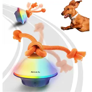 Xeuch Smart Interactive Dog Toys, Automatic Moving and Rolling Dogs Ball with Rope, Motion-Activated Squeaky Ball for Small Medium Dogs for Boredom, RGB Lights, Stimulating Sound, Voice Recording