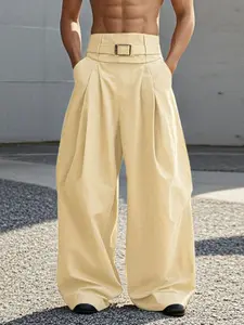 INCERUN Men's Fashion Simple Deconstructed High Waist Long Loose Wide Leg Pants, Casual Loose Comfy, Casual Fashion Trousers, Comfortable and Stylish, Perfect for Daily Wear, Casual Lounge Pants