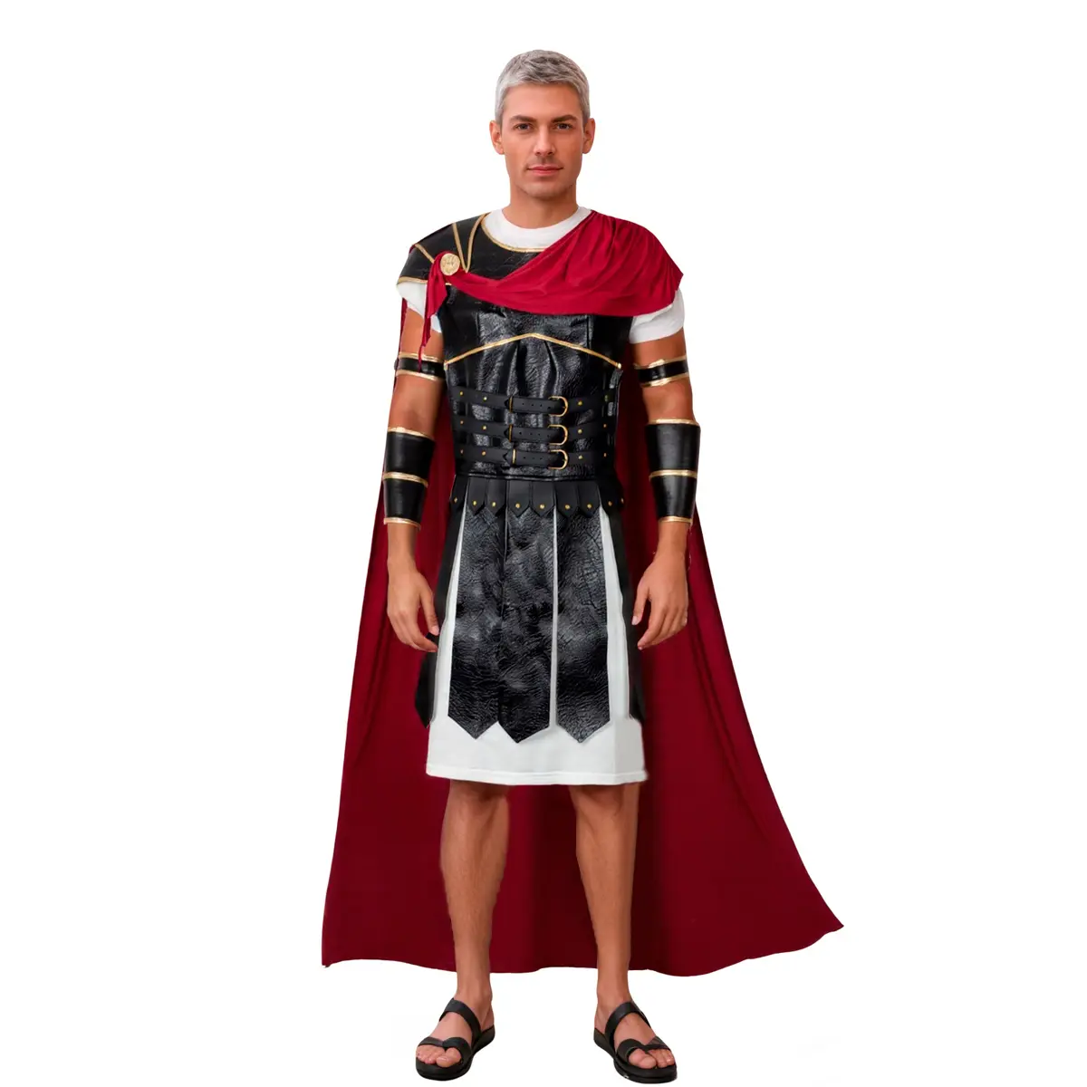 Ancient Roman General Costume Colosseum Gladiator Tunic Spartan Warrior Armor Leather Suit