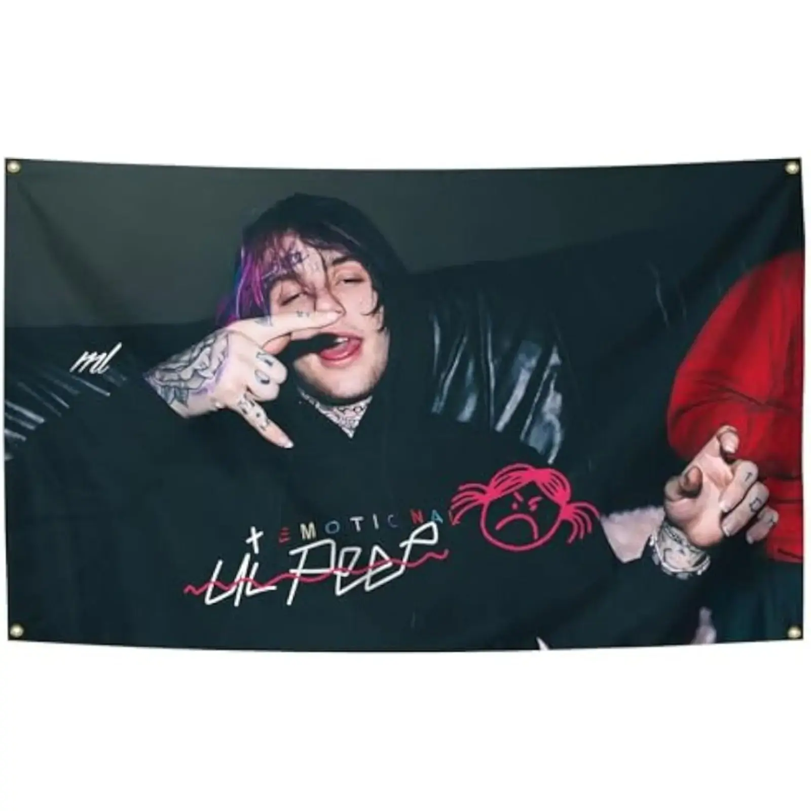 Lightweight Graphic Lil Peep Rapper Music Tapestry -  Multifunctional Wall Hanging, Home Decor for Bedroom, Outdoor-Ready Home Supplies Flag Banner with Storage Feature