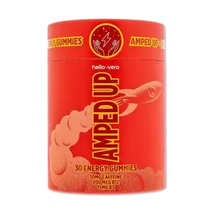 Hello-Vero Amped Up Energy Boost Gummies - 30 Natural Caffeine Gummies with B Vitamins & Adaptogens for Clean Sustained Energy