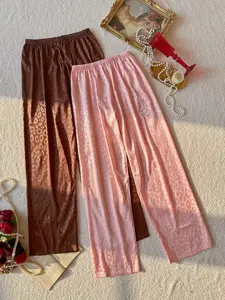 Women's Two-Piece Casual Leopard Jacquard Pajama Set, Comfortable Fashion Homewear, Perfect for Daily Wear, Ladies' Sleepwear