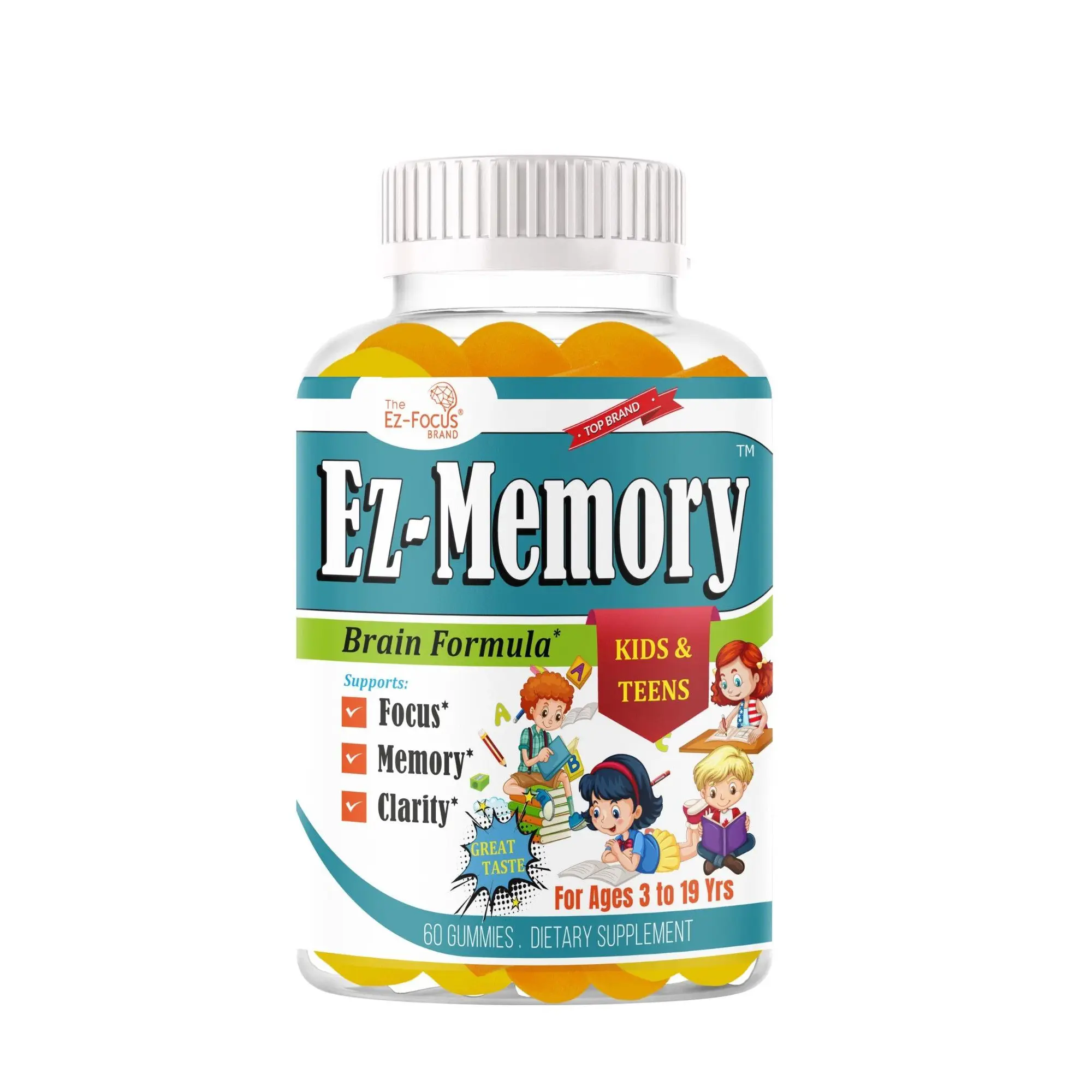 Brain Booster Focus Gummies for Kids Teens, Omega369 DHA Memory Focus Supplement