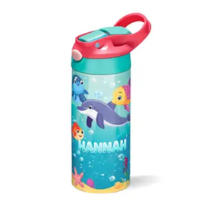 Kids Tumbler/Sippy Cup | Personalized Dolphin Kids Water Bottle | 12oz | 2+ years | Leakproof Flip Straw | BPA-Free | Stainless Steel