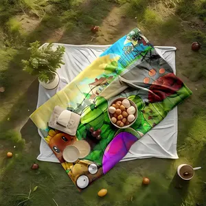 1 piece Classic battle scene of Plants vs. Zombies themed flannel blanket - Flannel blanket with modern design, suitable for sofas and beds, all-season use, super soft and comfortable, digitally printed pattern, 100% polyester material, machine