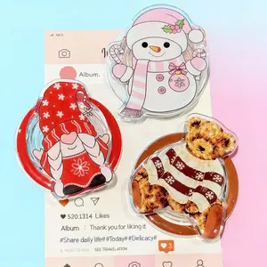 Charming Christmas Theme Magnetic Phone Grip with Multi Functional Stand Holder with Expanding Holiday Design for Smartphone Tablet Cell Phone Accessory