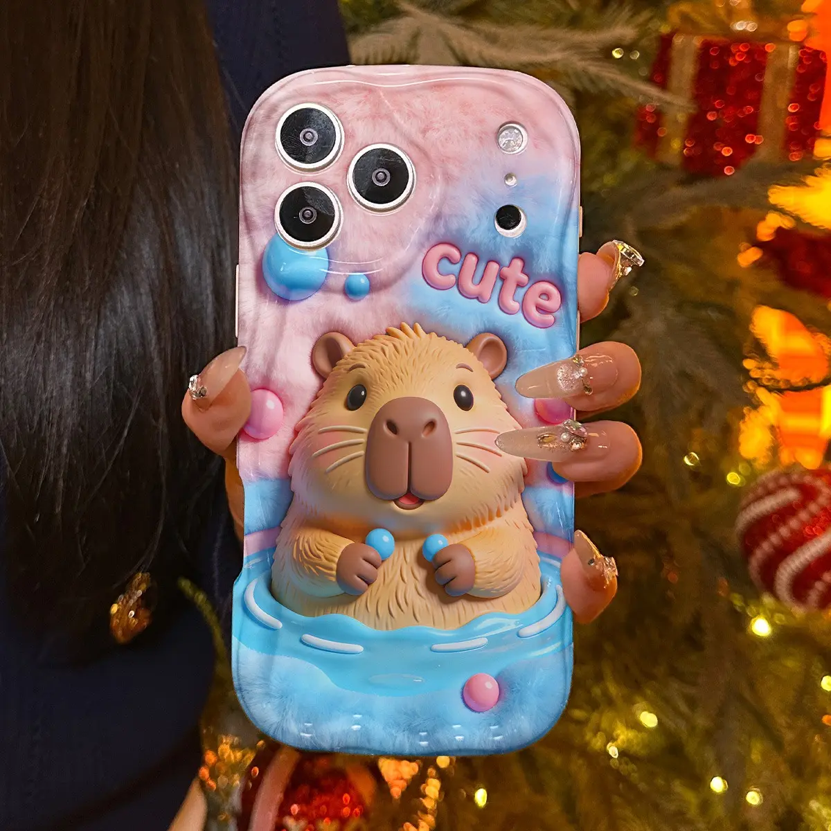 Phone Case - an Ultra-Durable, Shock-Resistant Phone Case Featuring a Cute Capybara Bathing Design, This Flat Design Case Offers Great Value And Is Scratch-Proof. It Is Compatible with Iphone 17, 16, 15, 14, 13, 12, 11, Pro, Pro Max tiktokshopbacktoschool