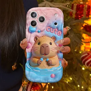 Phone Case - an Ultra-Durable, Shock-Resistant Phone Case Featuring a Cute Capybara Bathing Design, This Flat Design Case Offers Great Value And Is Scratch-Proof. It Is Compatible with Iphone 17, 16, 15, 14, 13, 12, 11, Pro, Pro Max