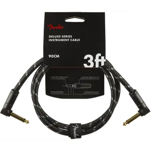Fender Deluxe BLACK TWEED Electric Guitar/Instrument Cable, Right Angle, 3' ft