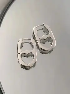 Simple Fashion Heart Shaped Hoop Earrings, Fashion Jewelry for Party, Daily Clothing Decor, Trendy All-match & Exquisite Jewelry for Birthday Gift