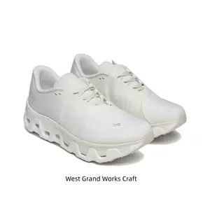 All-White Seamless Lightweight Cushioned Running Shoes, with Hollow Cloud Modules Midsole Design