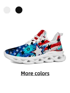 Unisex Colorful Graffiti USA Flag Trendy Casual Sneakers Sports Shoes - Skin-Friendly Mesh, High Elastic Shock-Absorbing & Non-Slip for Daily Commute & Outdoor Wear