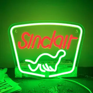 Sinclair Dinosaur Neon Sign, USB Powered LED Neon Wall Light Decor, Dimmable Multi-function Neon Sign, Wall Mounted Plastic Neon Sign for Man Cave