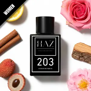 HAZ - 203 Extrait de Parfum Floral-Fruity Fragrance with Lychee Rhubarb Bergamot Rose Peony Jasmine Cashmeran Amber Musk for Special Occasions