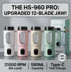20oz Portable Blender with Handle - Upgraded 12-Blade Personal Travel Juicer Cup, IPX6 Waterproof 21000RPM High Speed Mixer, 4-Mode LED Power Display for Shakes, Smoothies, Gym & Office