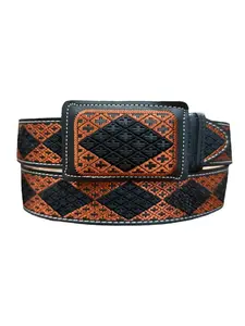Cinto Vaquero Bordado de Piel Western Style Embroidered Leather Belt