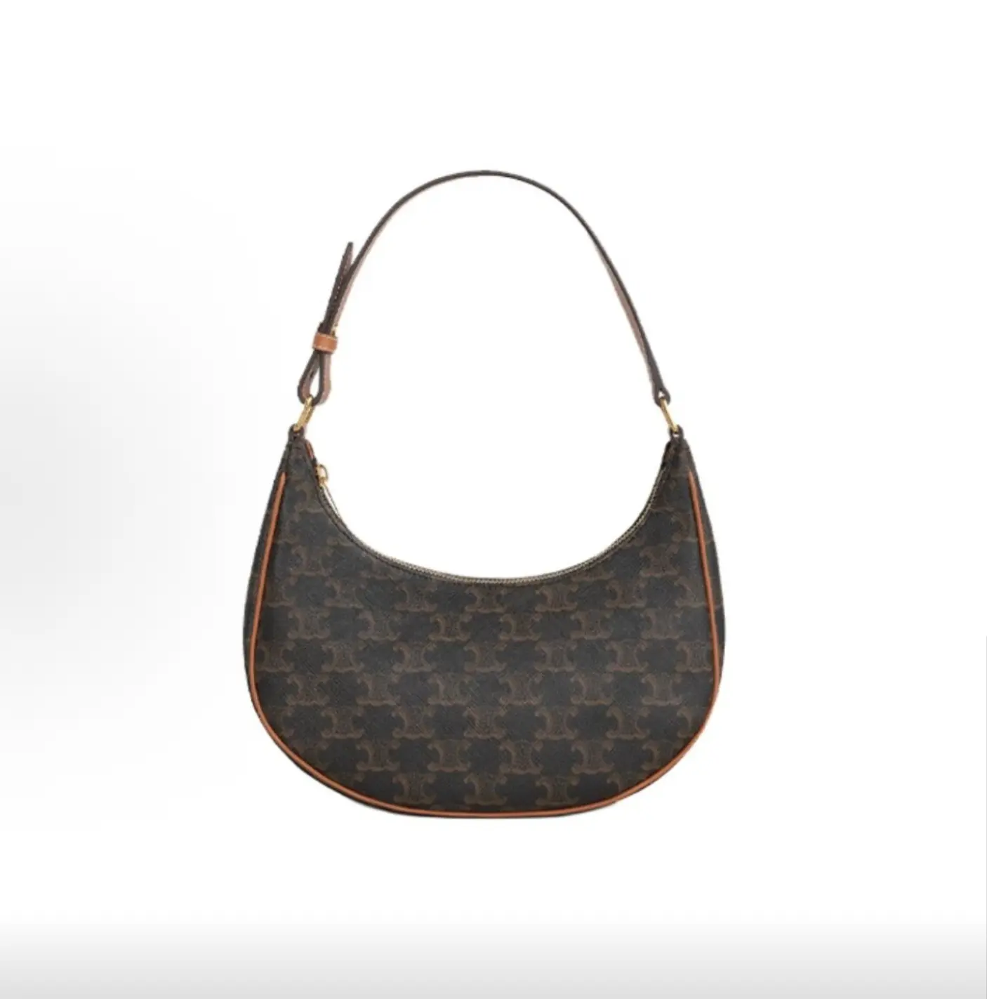 Pre-owned Celine Ava Mini, classic all over Triomphe monogram pattern, adjustable strap, calfskin leather, shoulder and handheld bag