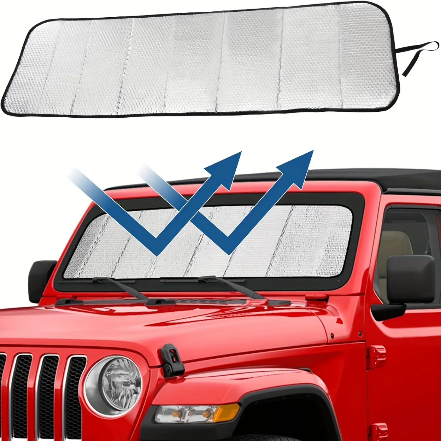 Windshield Sunshade, Car Sunshades For Windshield, Automotive Windshield Sunshades, UV Protective Sunshade for Jeep Wrangler JL & Gladiator JT JLU 2018-2026, Keep Car Interior Cool, Front Window Sun Shade Heat Shield, Visor Vehicle Accessories