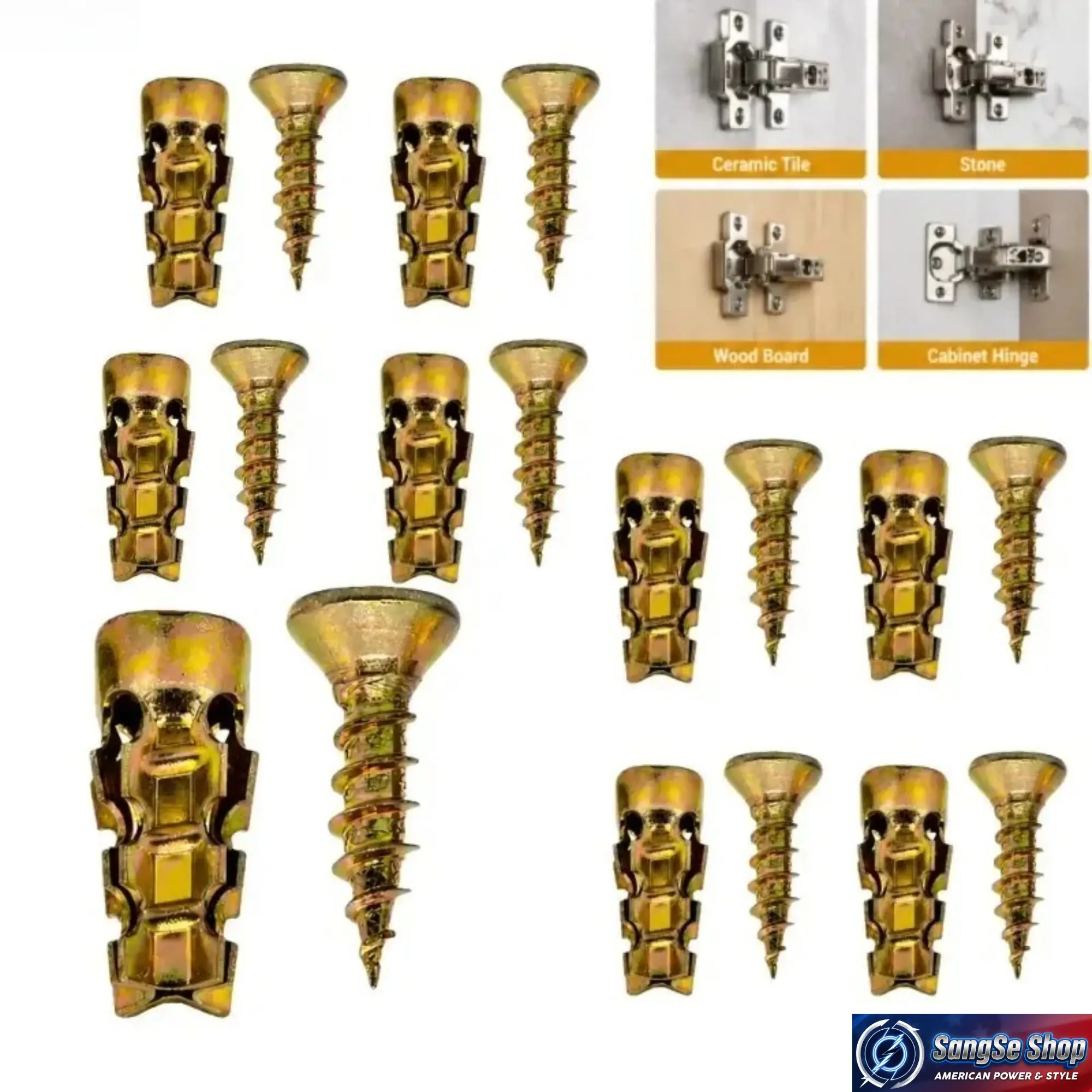 Heavy-Duty Mounting Screws Kit (30/60 Pack) - High-Strength 6x14mm Expansion Anchors for Stripped Hole, Hinge Repair, Wardrobe, Tile, Cabinet, Cupboard & DIY Bag Accessories Projects